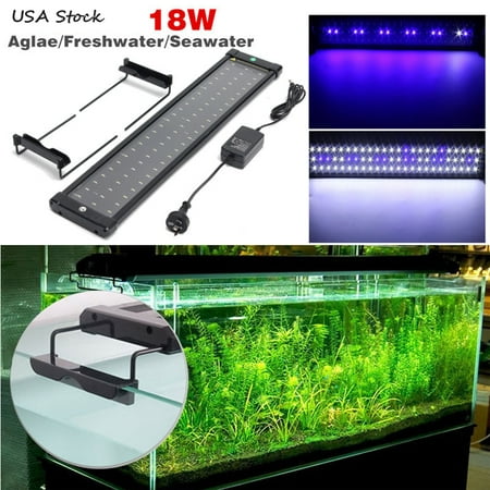 Grtsunsea Adjustable Aquarium Fish Tank Over-Head SMD LED White+Blue Lighting Freshwater (Best Led For Saltwater Aquarium)