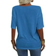 thumbnail image 2 of Summer Women's Casual Solid Color T-shirt Half Sleeved Simple V-neck Tee Tops, 2 of 5