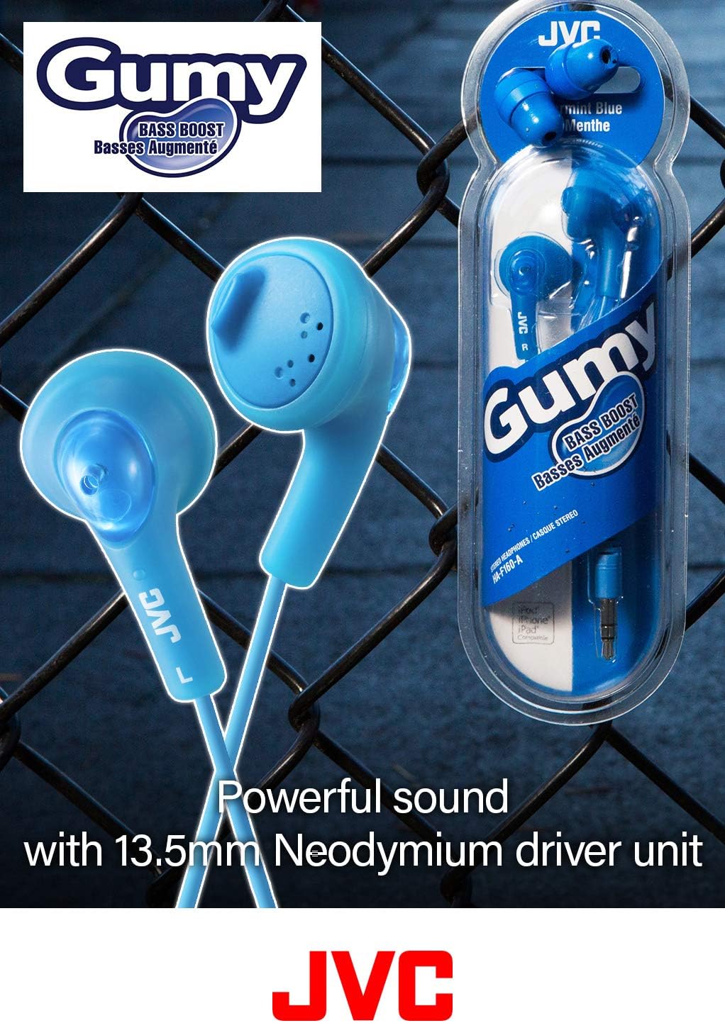 JVC Gumy In-Ear Earbuds, Black photo 4