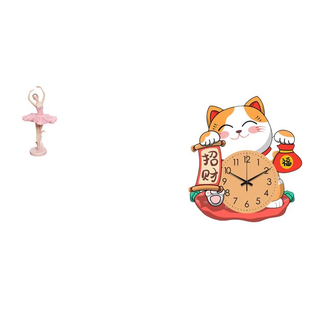 Reloj de pared con escultura de resina de gato bailarín, elegante, regalo de cumpleaños único, decoración silenciosa para el hogar, para niños, oficin