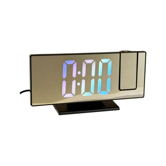 Rotatable LCD Projection Clock with Temperature Display Adjustable Alarm and Auto-Dimming for Bedroom and Desk