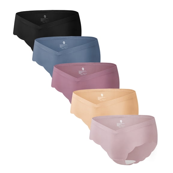 HBlife 5-Pack Maternity Underwear Women's Seamless Wave Edge Panties No Show Bikini Under Bump
