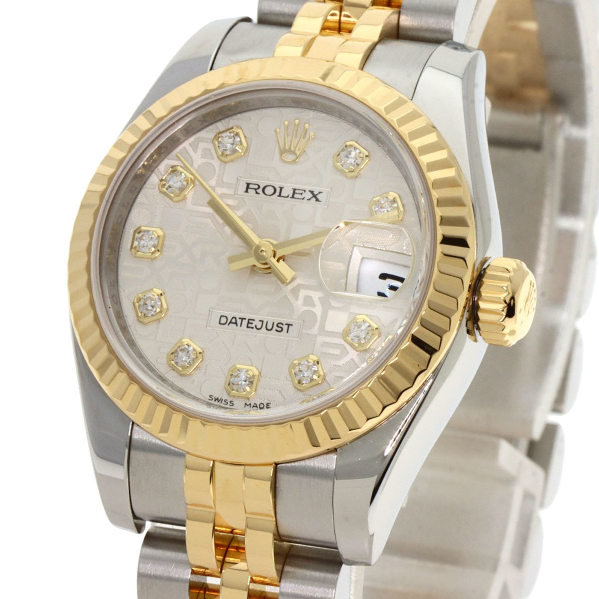 Pre-Owned Rolex 179173G Datejust 10P Diamond Watch Stainless Steel SSxK18YG Ladies... (Good)
