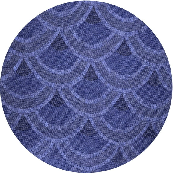 Ahgly Company Indoor Square Patterned DarkSlate Blue Purple Area Rugs, 3' Square