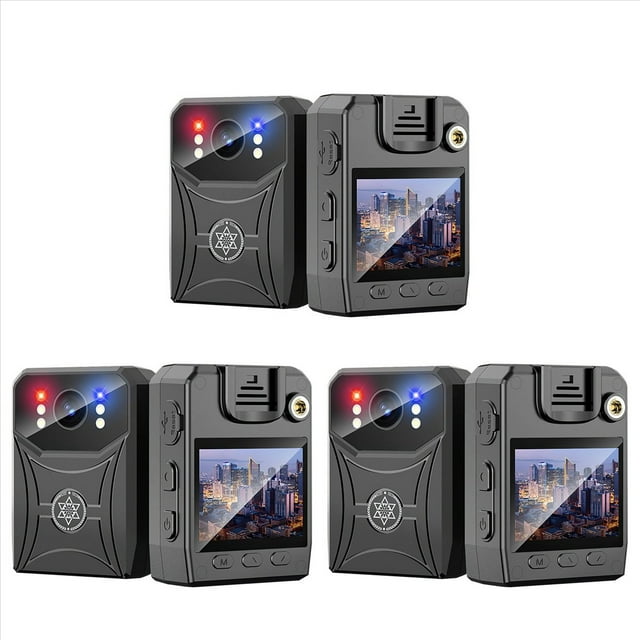 3X 4K Mini Police Camera Digital Video Recorder Camcorder Camera IR Night Vision Body Camera Sports Back Clip with WIFi,3x Body Camera 3x USB Cable,Black