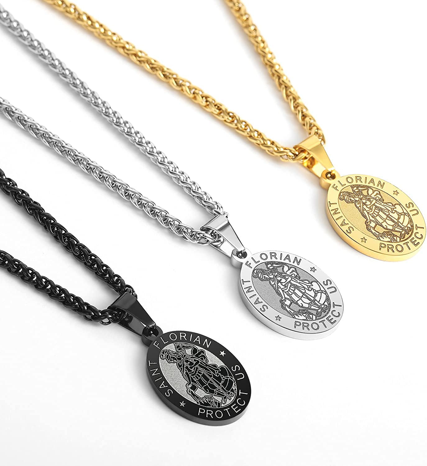 Amazon.com: St Christopher 2 Pc Set Surf Medal Protector of Travel Necklace  am/wh fu/wh Small: Clothing, Shoes & Jewelry