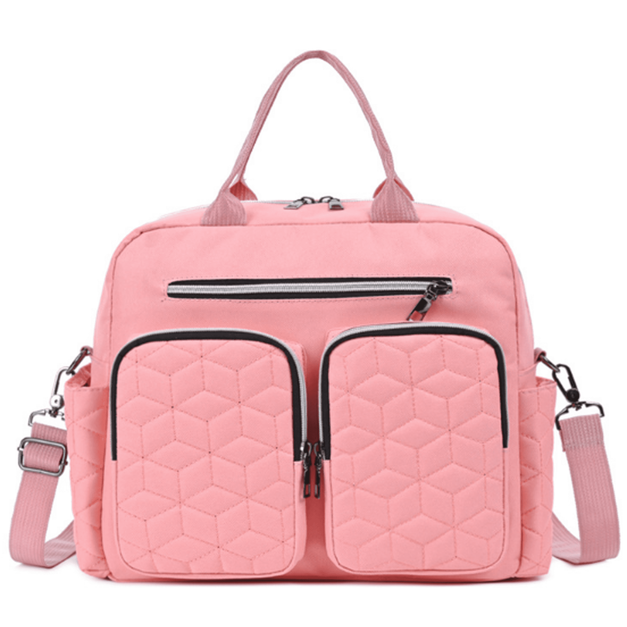 Diaper Bag Tote,AILKIN Baby Diaper Bag with 3 Insulated Pockets Adjustable Shoulder Strap Dry & Wet Compartment Large Capacity Bag Maternity Mommy Travel Diaper Bag for Boys Girls,Women(Pink)
