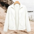 thumbnail image 3 of HappyYEE Fleece Jackets for Women, Lightweight Stand Collar Full Zip Coat with Pockets, Fall Long Sleeve Daily Comfy Outerwear, 3 of 5