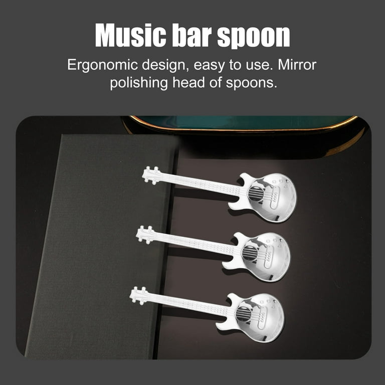 Generic Guitar Coffee Spoons 6-Pack Creative Cute Spoons Stainless Steel  Teaspoons Stirring Spoon Guitar Shaped(Silver) @ Best Price Online