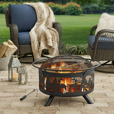 Deer Woods Wood Burning Fire Pit Walmart Com