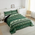 thumbnail image 2 of jejeloiu Retro Boho Aztec Queen Comforter Set,Rustic Farmhouse Tribal Bedding Sets,Green Bohemian Triangle Rhombus Bedding Comforter Set For Teens,Microfiber Bedroom Decor Reversible,3 Pieces, 2 of 7