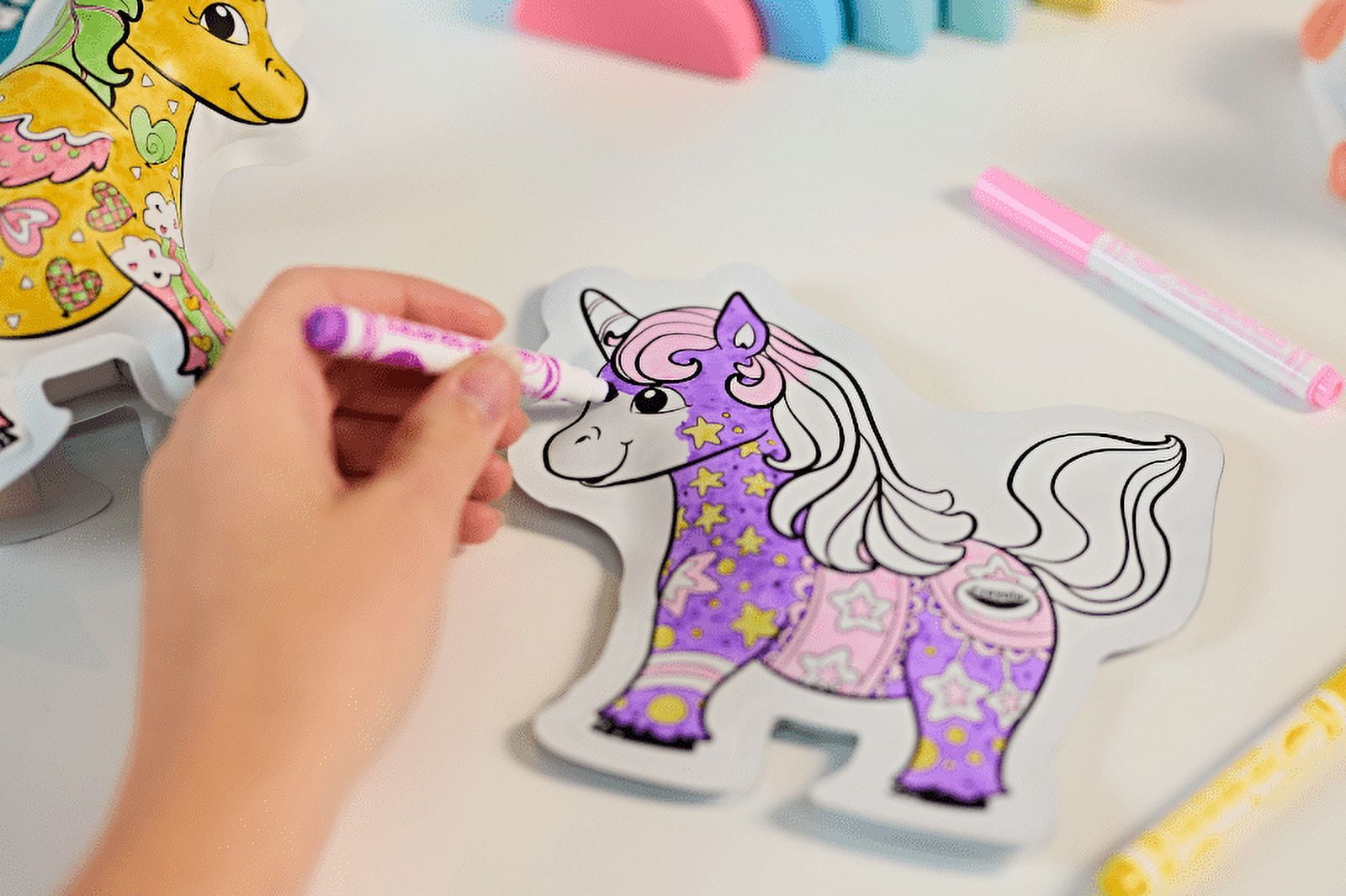 Crayola POPs 3D Unicorn Inflatable Mystery Characters, Unicorn Toy,  Inflatable Toys with Markers, Party Favor, Gift for Kids