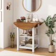 thumbnail image 3 of Yardi Yarda Folding Round Dining Table Drop Leaf Table with 2 Shelves for Small Spaces, Dining Table for Indoor, White, 3 of 11