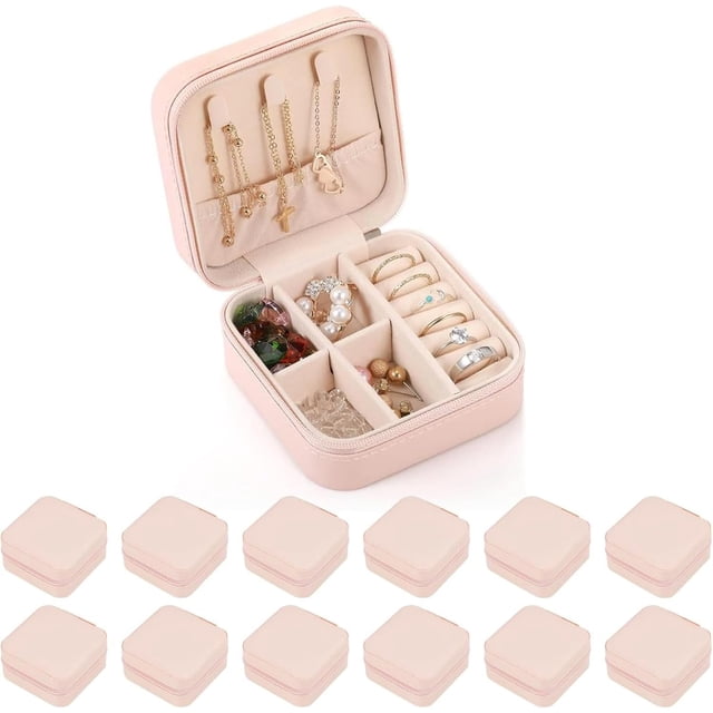 Organizadora de Joyero para Viaje, Estuche Organizador de Joyas Portatil, Caja de Joyero Pequeño de PU Para Mujer, Joyero Regalos para Anillos, Pendientes, Collares, Aretes