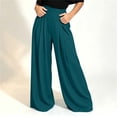 thumbnail image 2 of XuJwPNcy Women Palazzo Pants Wide Leg Baggy Flowy Pants Comfort Soft Pleated Front Vacation Trousers(Green,Medium), 2 of 6