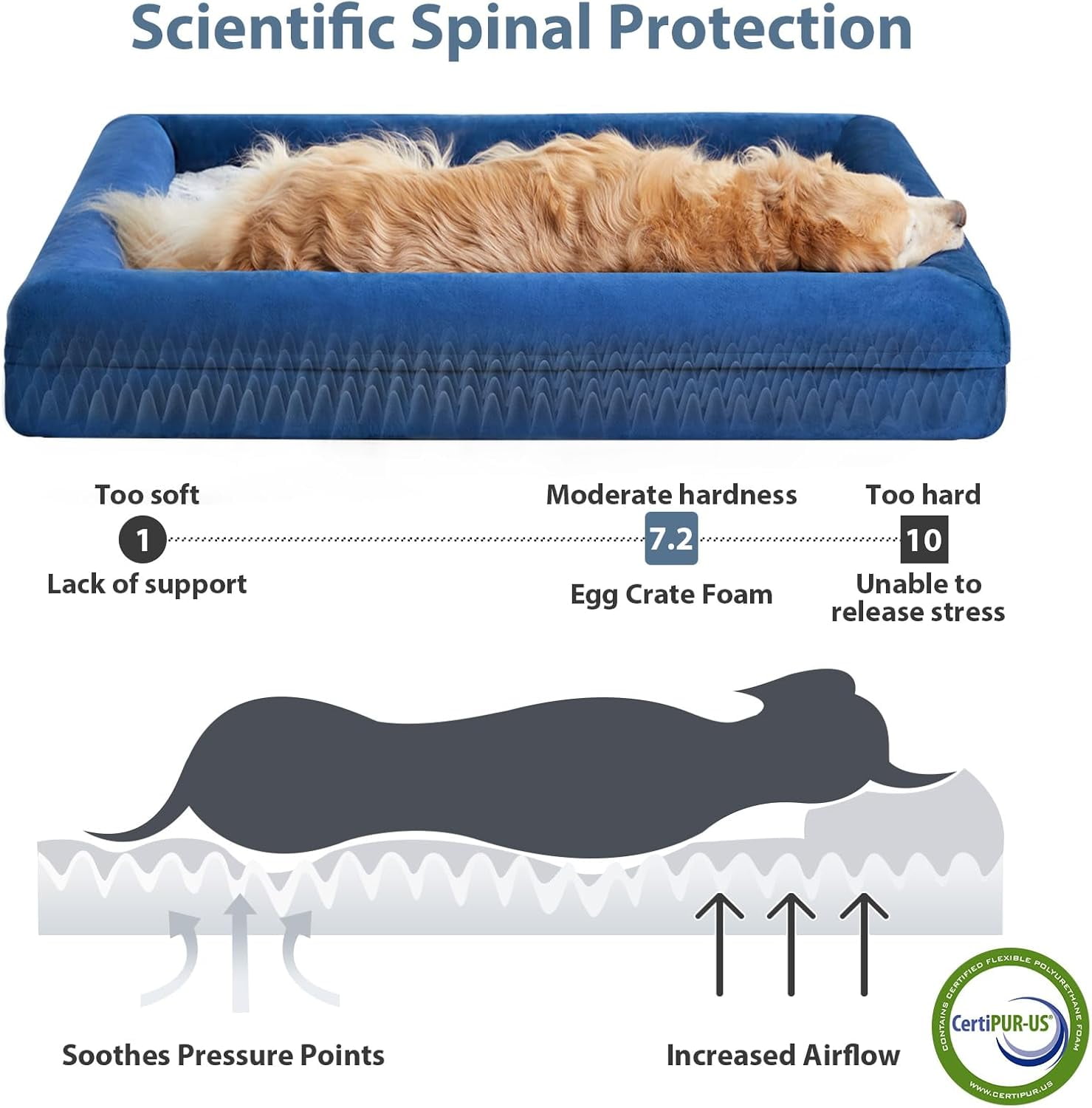 ECP XXL Extra Large Dog Bed, Washable Dog Couch with Removable Waterproof Cover, Orthopedic Large Pet Sofa Bed with Bolster Sides for Sleeping