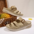 thumbnail image 4 of CYMMPU Women's Triple Strap Platform Slide Sandals, Buckle Decor Open Toe Slip On Wedge Slippers, Casual Summer Footwear Khaki 38, 4 of 9
