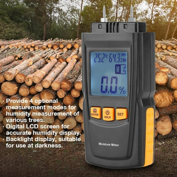 Humidimètre Cergrey, humidimètre en bois, GM610 LCD numérique 2 broches  testeur d'humidimètre en bois hygromètre bois détecteur d'humidité 