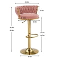 thumbnail image 3 of VECELO Velvet Bar Stools Set of 4, Modern Swivel Adjustable Counter Height Kitchen Bar Chairs with Woven Back for Dining Room Pub Island, Pink, 3 of 11