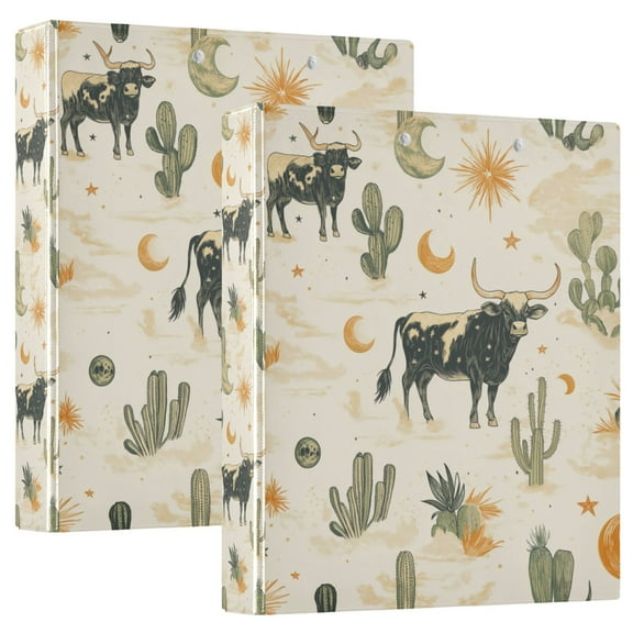 FORMRS 3 Ring Binder 1.5 inch with Pockets Set of 2 Clip Board 200 Sheets Capacity, Cowboy Pattern