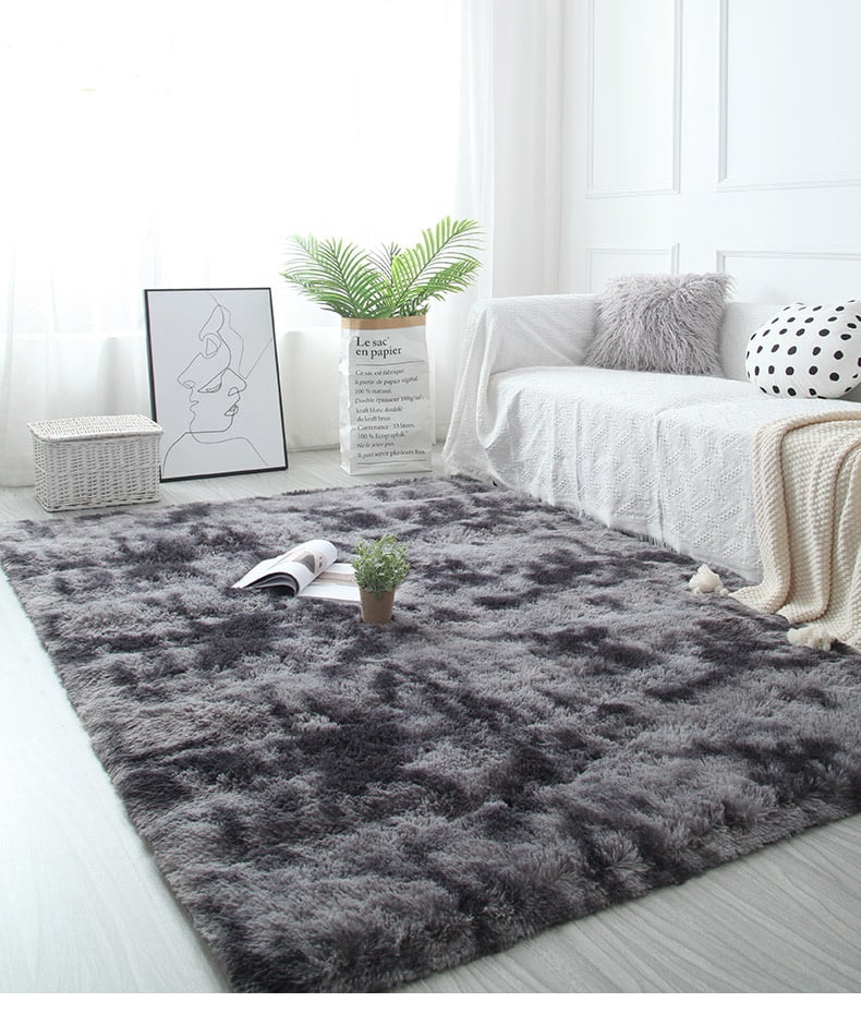 Non-Slip Tie-Dyed Floor Carpet Ultra Soft Fluffy Area Rugs for Bedroom 4x6 Plush Living Room Shag Furry Floor Rugs Shaggy Bedroom Carpet