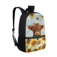 thumbnail image 2 of HUIACONG Highland Cow Sunflower School Backpack for Students Ages 6-18 Large Capacity Lightweight Water Resistant Durable Bookbag for Elementary Middle High School Daily Use, 2 of 6
