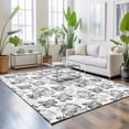 thumbnail image 3 of Area Rugs 2.7'x5', Spring Floral Carpet Runner Indoor Outdoor Rugs Home Decor Aesthetic, Grey Dandelion Plants Pastoral Flower Botanical Non Slip Mats Washable Accent Rug for Living Room Bedroom, 3 of 8