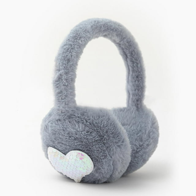 Cache-oreilles d'Hiver en Forme de Chat - Cache-Oreilles en Forme de Cœur à Sequins pour Usage Extérieur - Cache-Oreilles Ajustables pour Filles et Femmes