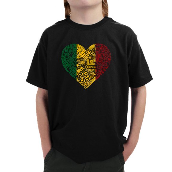 LA Pop Art Boy's Word Art T-shirt - One Love Heart