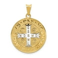 thumbnail image 3 of 14k Yellow Gold With Rhodium Circle St. Benedict Medal Pendant Charm, 3 of 4