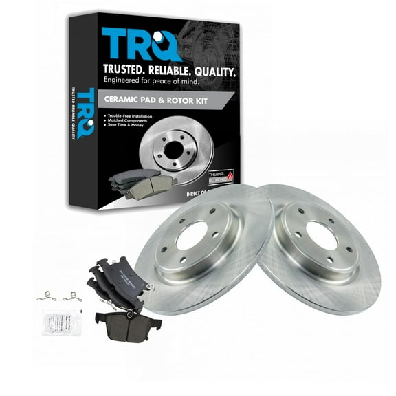 TRQ Rear Brake Pad & Rotor Kit Brake Pads Brake Rotor Ceramic Fits Select 2017-2019 Chrysler Pacifica