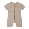Summer Rompers For Girls Solid Zipper Sleeper Jumpsuit Short Sleeve Onesie Outfits Khaki Soft Newborn Clothes