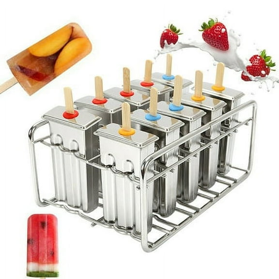 10PCS Ice Cream Pop Mold Stainless Steel Ice Ice Cream Stick Holder Ice Pop Maker