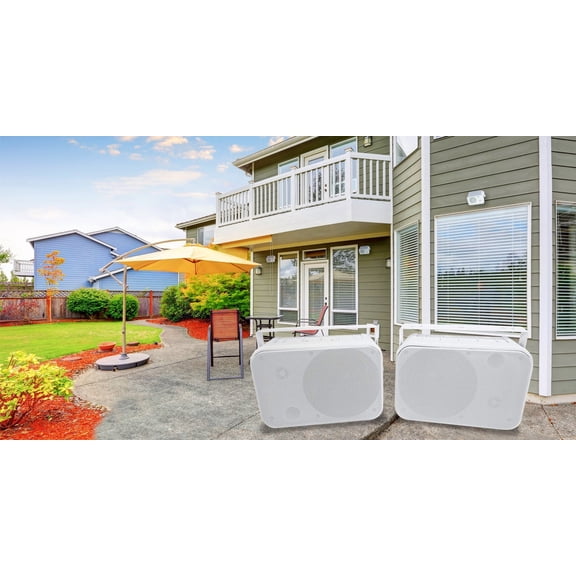 Rockville HP65S-8 6.5 in White Indoor Outdoor Home Theater Speakers, Swivel Mounts, IPX44, 8 Ohm, Paintable Grille, 500W Peak Pair