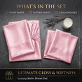 thumbnail image 5 of PixelForge Full Satin Sheet Set, 4 Pieces, Pink, Silky Satin Bed Sheets with 14" Deep Pocket, 2 Pillowcases, 5 of 7