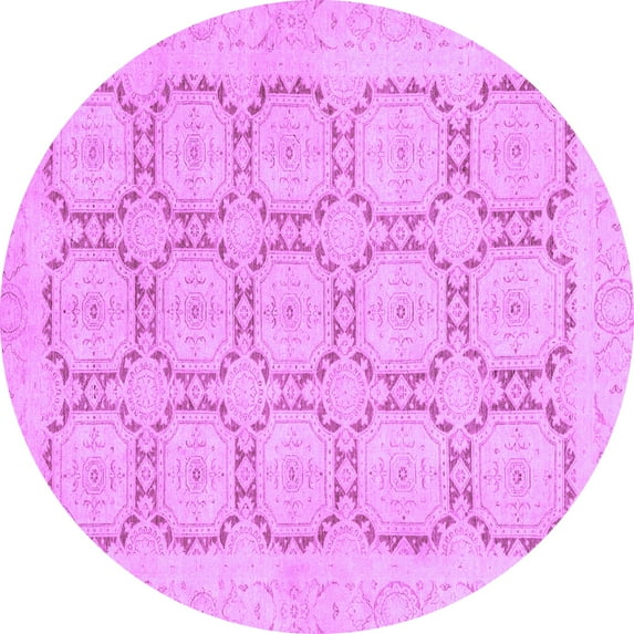 Ahgly Company Indoor Round Abstract Purple Modern Area Rugs, 6' Round