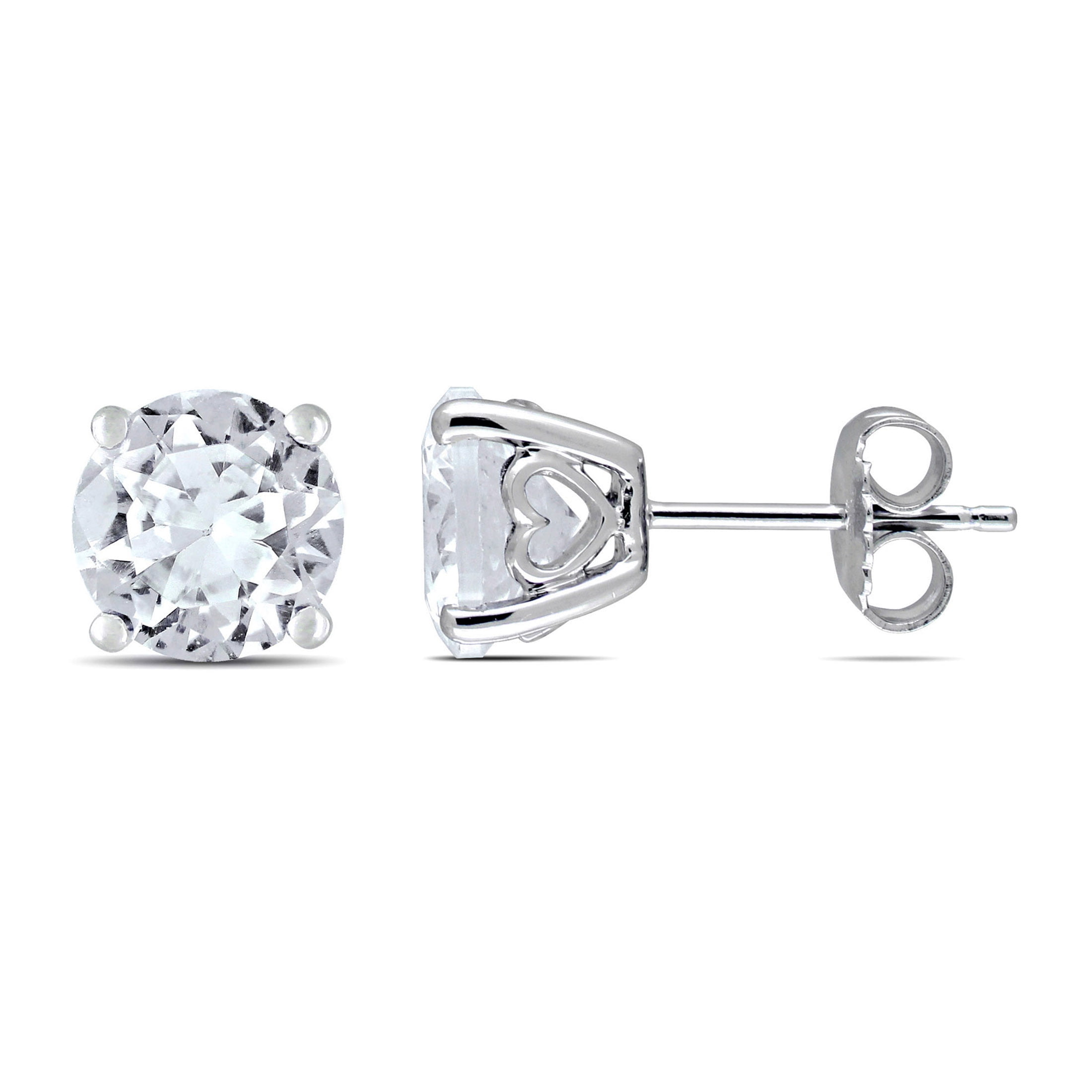 Amour Sterling Silver 1 1/8ct TGW Peridot and Diamond Accent Stud Earrings