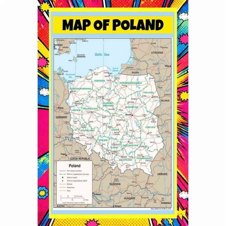Map Of Poland 18x24 Inch - Pop Art Edition Vibrant Perfect for Kids Classrooms and Homes Laminated Wall Poster - Vivid Imagery with Bright Colors