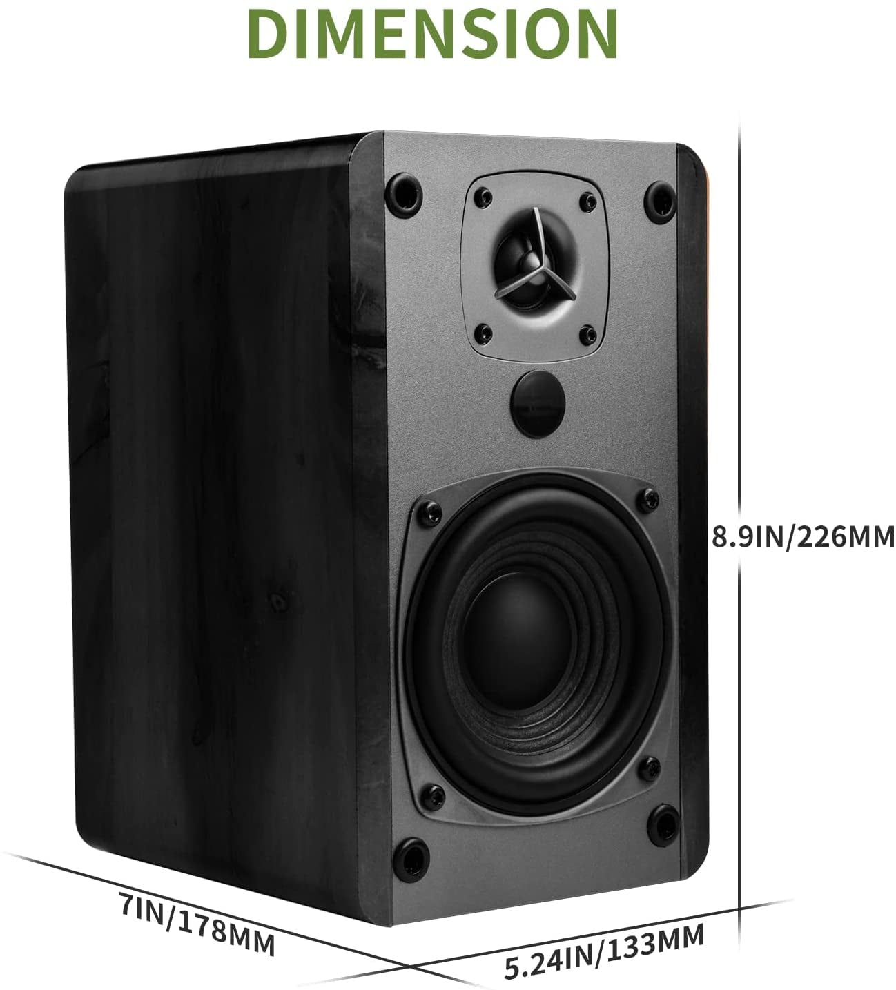 singing wood Wireless Bluetooth Bookshelf Speaker, Surround Sound, Black, 2 Pieces