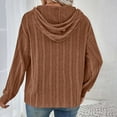 thumbnail image 5 of Lenpel Women's Lightweight Sweaters Soft Casual Long Sleeve V Neck Half Button Drawstring Hoodies Ribbed Knit Tunic Tops(Coffee,Small), 5 of 7