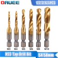 thumbnail image 2 of 1/2/3/6 uds, broca de taladro para grifo, vástago hexagonal, tornillo HSS chapado en titanio, broca de rosca, máquina de tornillo, grifo compuesto M3, M4, M5, M6, M8, M10, herramientas manuales Tan Jianjun unisex, 2 of 2