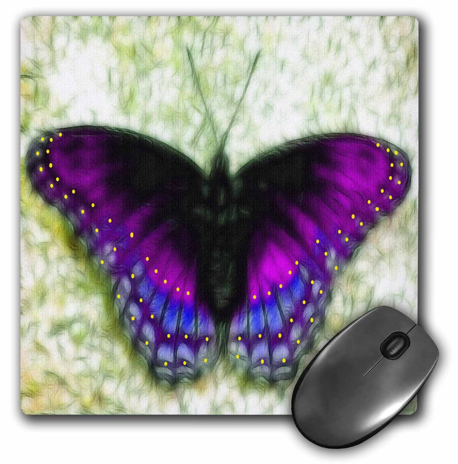 3dRose Butterfly purple, Mouse Pad, 8 by 8 inches