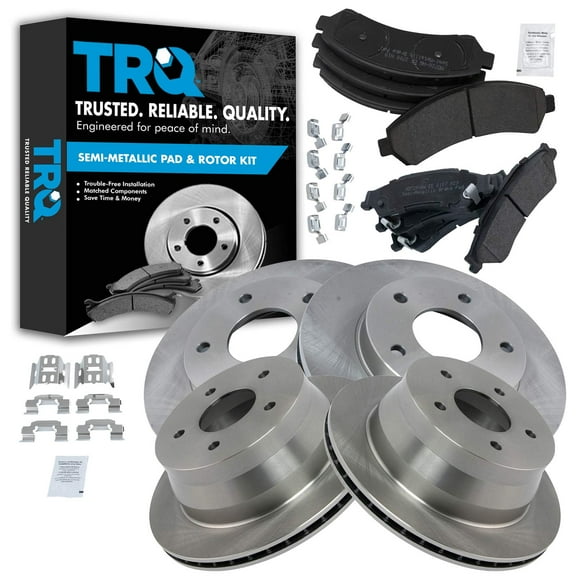 TRQ Front & Rear Premium Posi Metallic Brake Pad & Rotor Kit Fits Select GM Truck