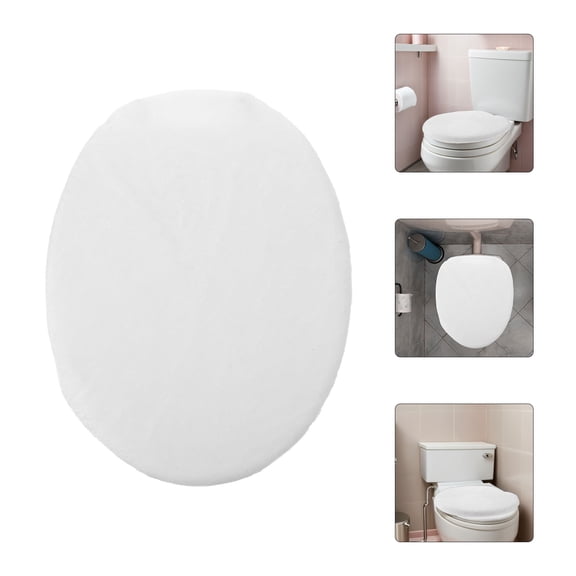 UPOUART Soft Velvet Washable White Toilet Seat Lid Cover Protective Bathroom Cushion