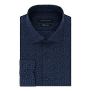 TOMMY HILFIGER Mens Blue Floral Collared Slim Fit Dress Shirt M 15- 34/35