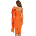 thumbnail image 5 of BEAUKEY Bow-Knot One Shoulder Long Sleeve Bandage Dresses Women's Sexy Bodycon Orange Evening Vestidos S, 5 of 6