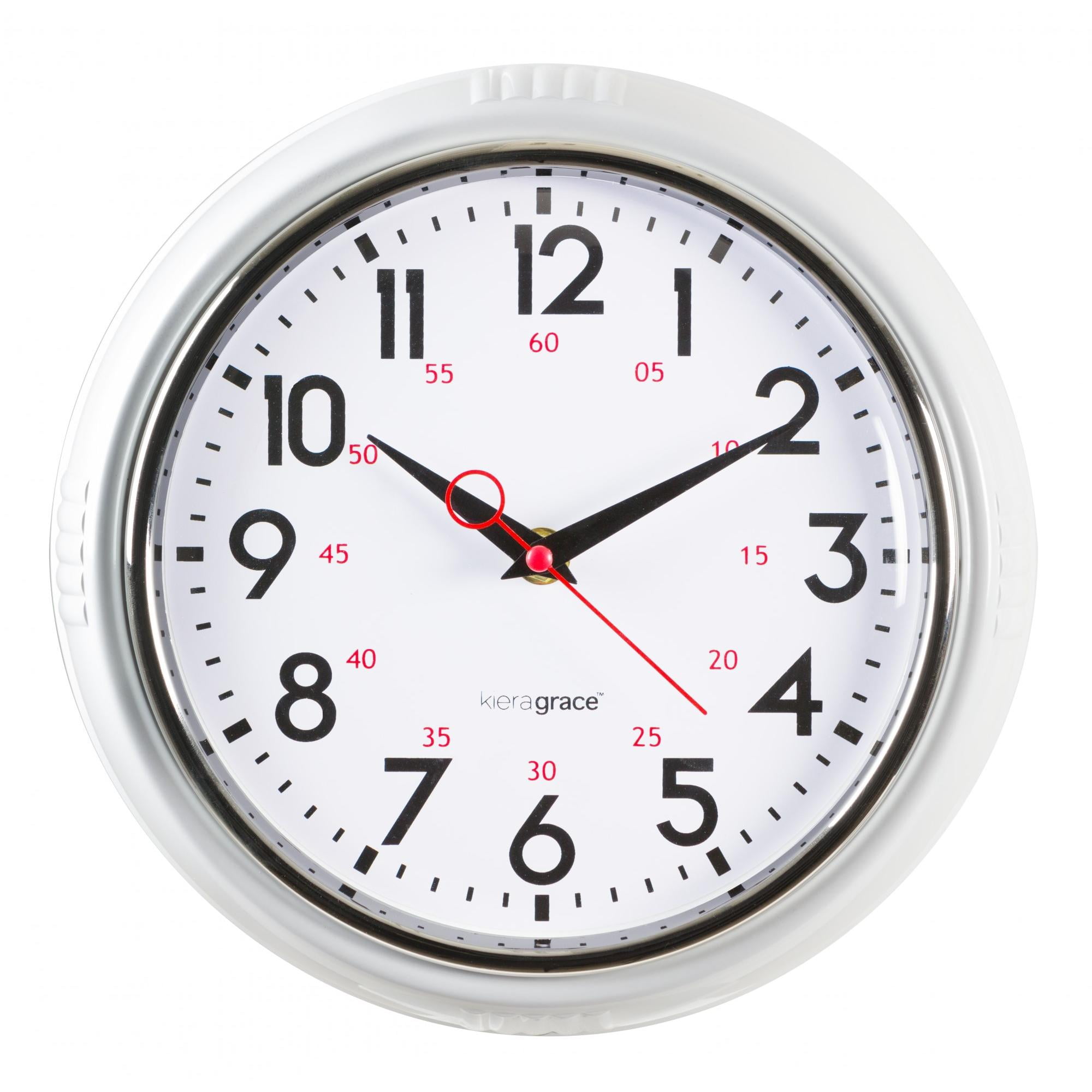 kieragrace KG Retro Wall Clock with Chrome Bezel and Convex Glass Lens