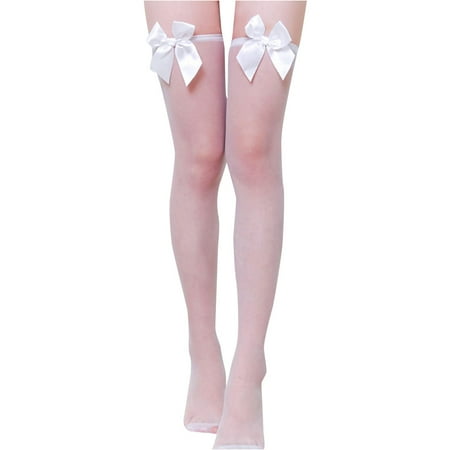 

Yclkvgw Sleep Dress for Women Ladies Satin Bow Cute Sexy Legs Long Tube Transparent High Thigh Stocking Satin Night Dress for Women Sleepwear