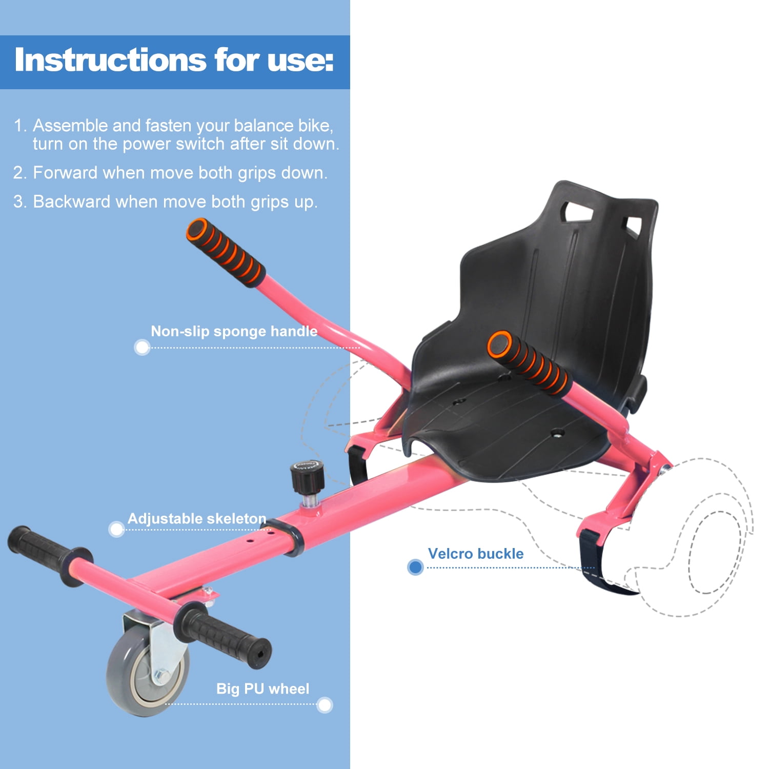 Hover Kart Go Kart Adjustable Attachment for 6.5