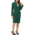 thumbnail image 4 of Conjuntos de falda para mujer INSPIRE CHIC, traje sin cuello, blazer y faldas lápiz, 2 piezas, atuendos elegantes, M Verde, 4 of 6